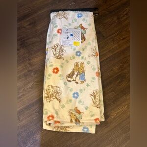 Peter Rabbit Cream Blanket with Floral Design